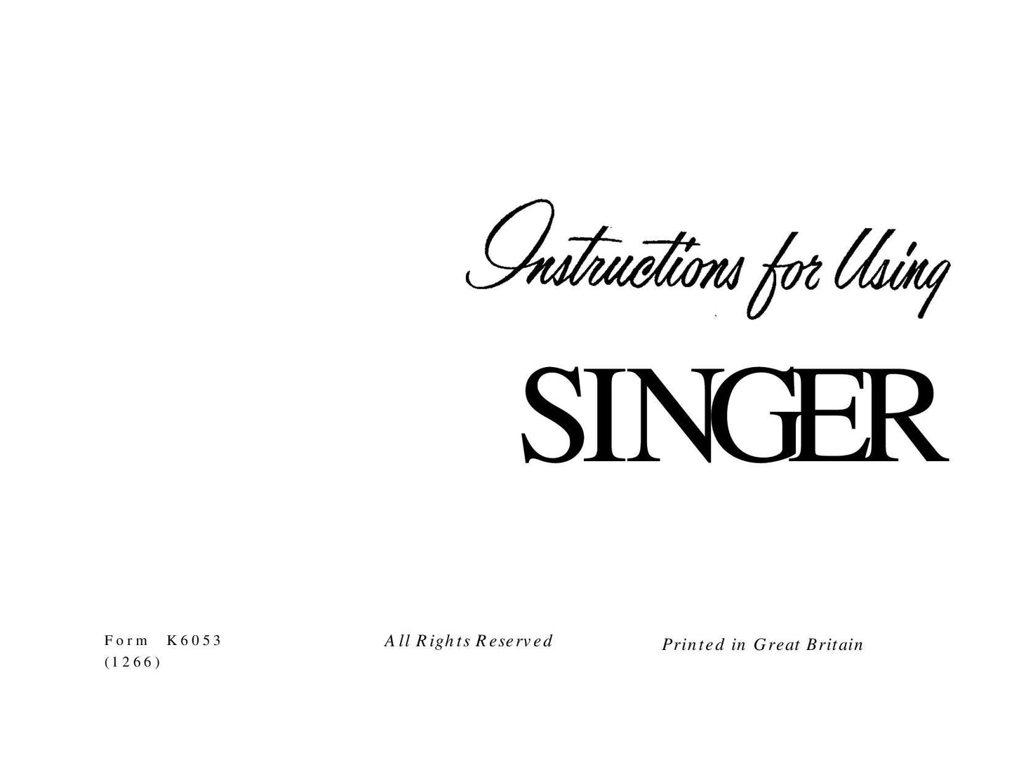 Singer 201k Sewing Machine Instruction Manual - User Manual - Complete User Guide - English