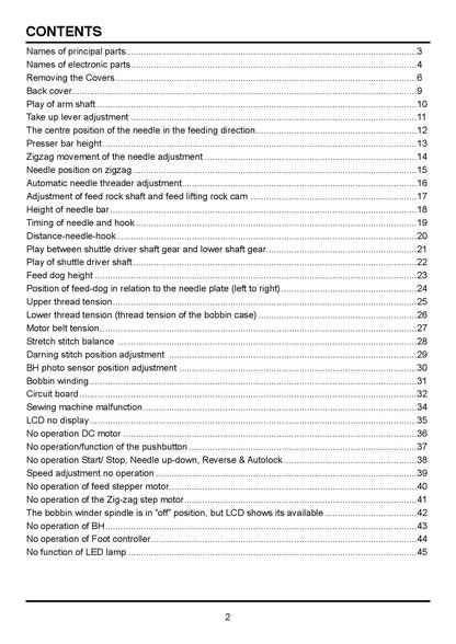 Singer 2010 9910 Sewing Machine - Service Manual - English