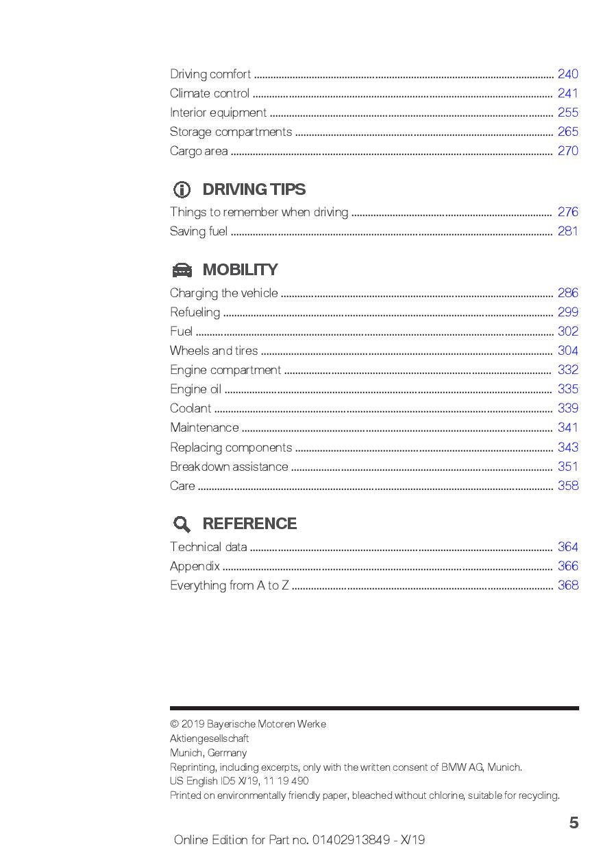 BMW 5 Series G30 Plug-In Hybrid 2020 Owners Manual - English