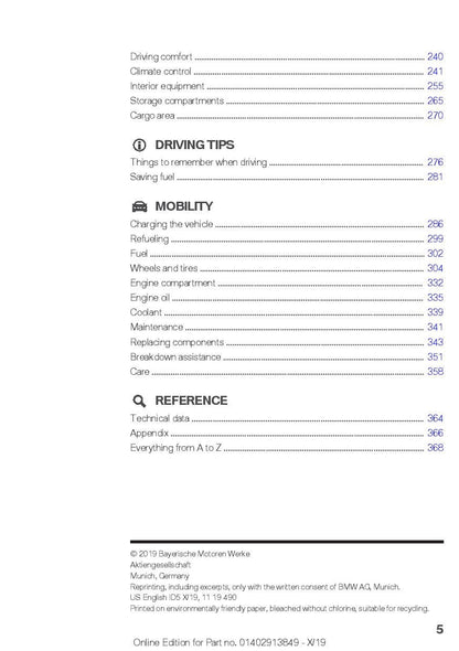 BMW 5 Series G30 Plug-In Hybrid 2020 Owners Manual - English