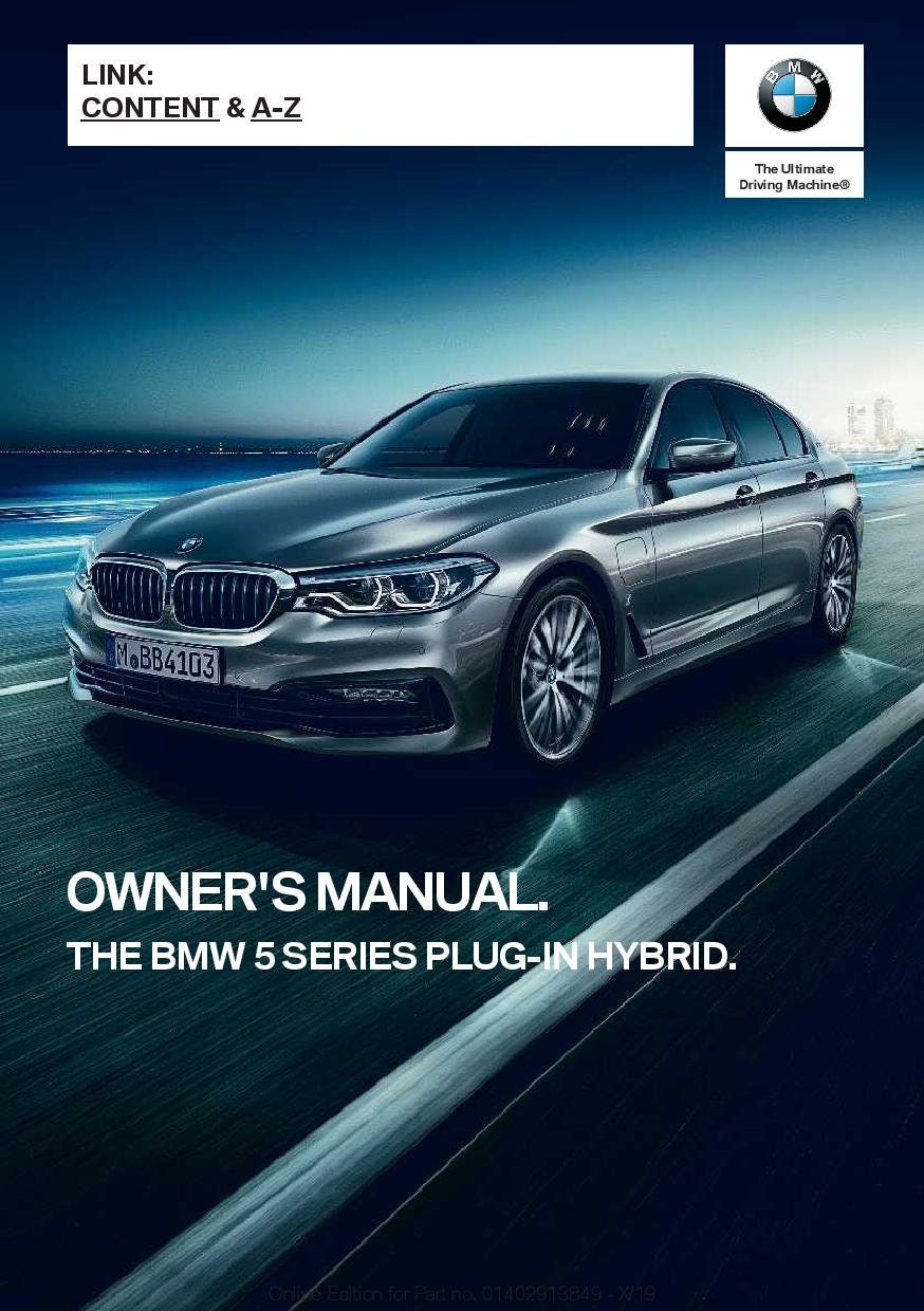 BMW 5 Series G30 Plug-In Hybrid 2020 Owners Manual - English