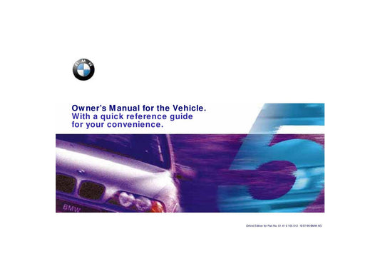 BMW 5 Series 528i - 540i E39 1995-2004 Owners Manual - English