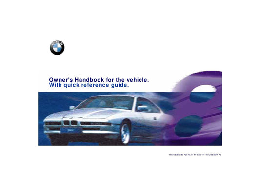 BMW 8 Series E31 840Ci-850CI-850CSI 1992-1999 Owners Manual - English