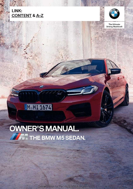 BMW 5 Series M5 - M5 Competition G30 2021 Owners Manual - English