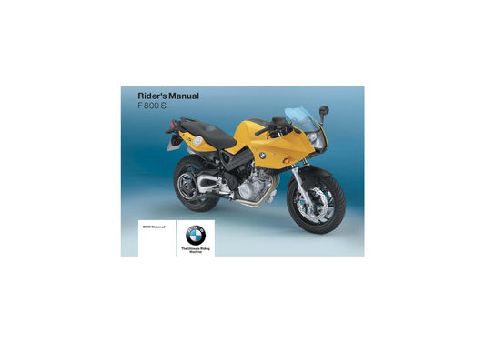 BMW F 800 S Usa Model 2007 Riders Manual - Owners Manual - English