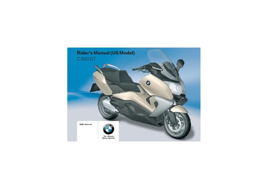 BMW C 650 GT Usa Model 2012 Riders Manual - Owners Manual - English