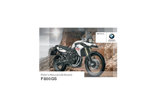 BMW F 800 GS Usa Model 2012 Riders Manual - Owners Manual - English