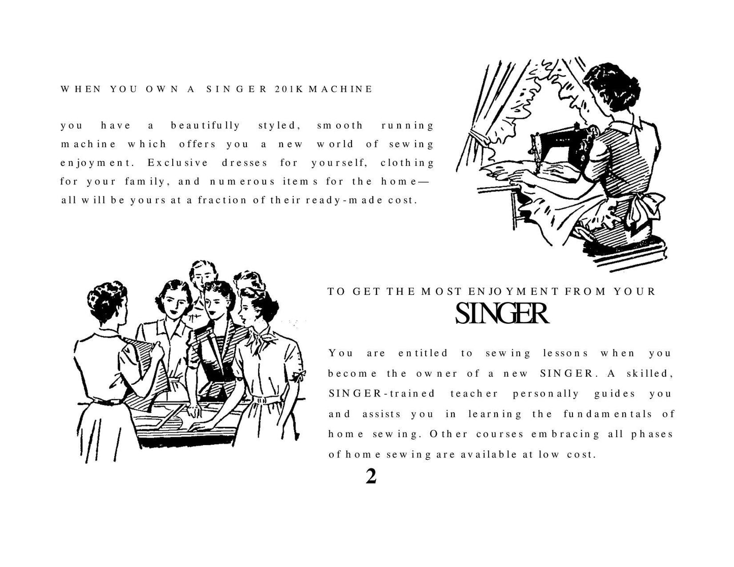 Singer 201k Sewing Machine Instruction Manual - User Manual - Complete User Guide - English