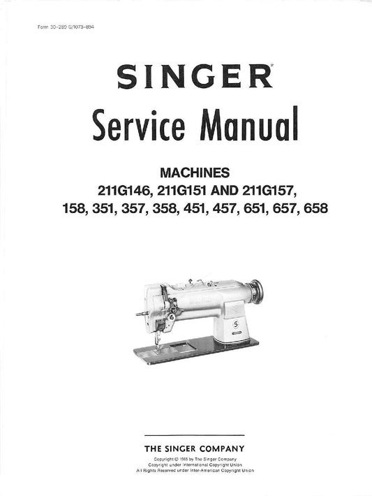 Singer 211G146 - 151 - 157 - 158 - 351 - 357 - 358 - 451 - 457 - 651 - 657 - 658 Service Manual - English