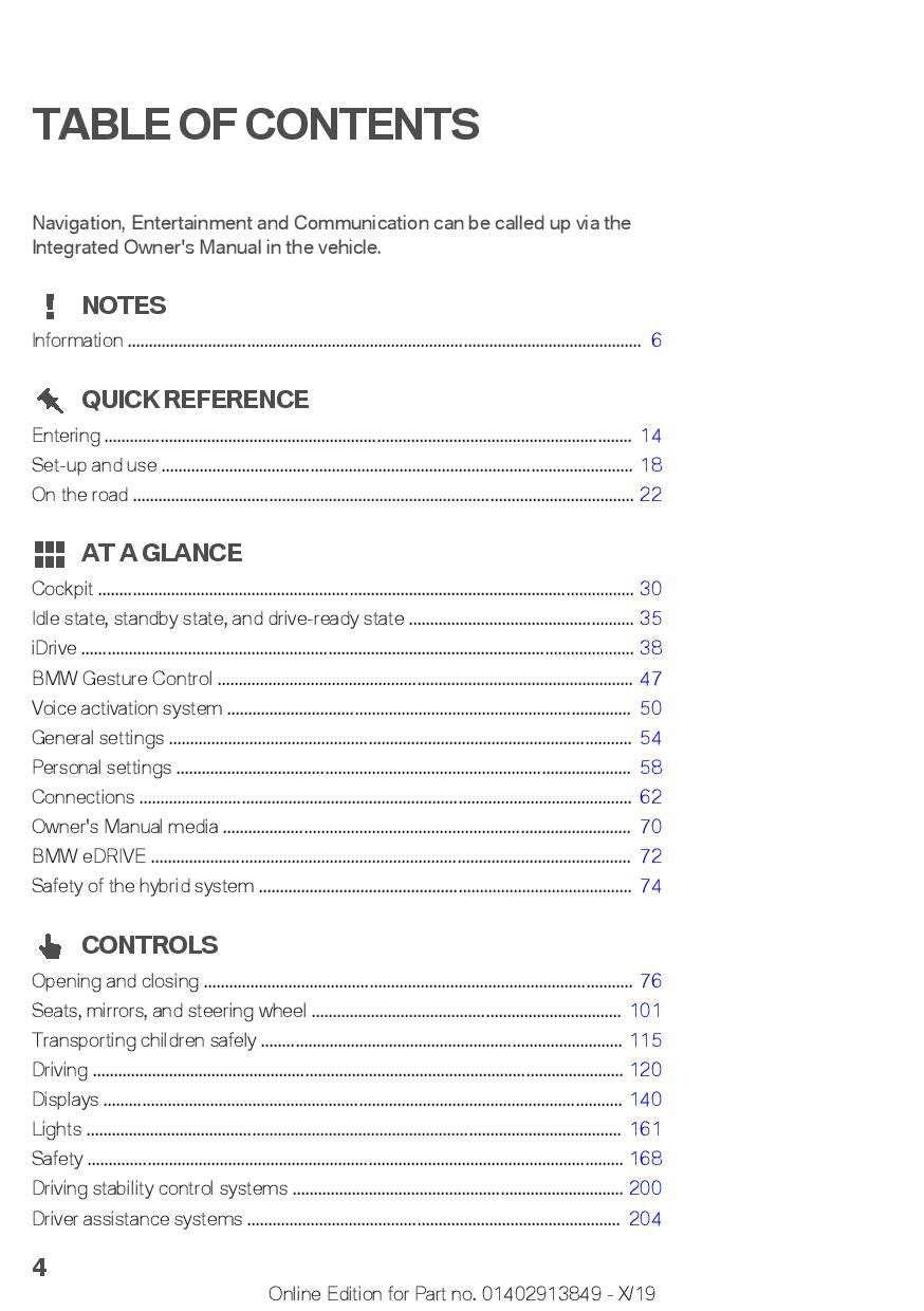 BMW 5 Series G30 Plug-In Hybrid 2020 Owners Manual - English