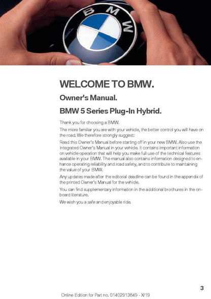 BMW 5 Series G30 Plug-In Hybrid 2020 Owners Manual - English