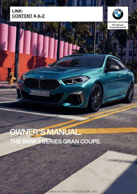 BMW 2 Series Gran Coupe F44 2020 Owners Manual - English