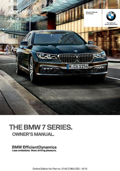 BMW 7 Series G11 - G12 2015-2022 Owners Manual - English