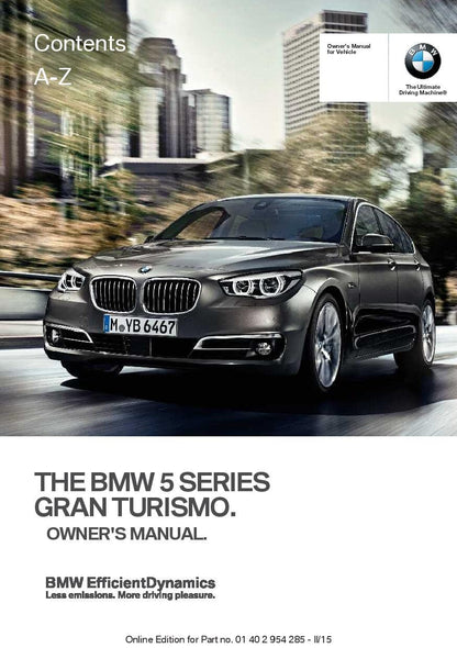 BMW 5 Series Gran Turismo F07 2015 Owners Manual - English