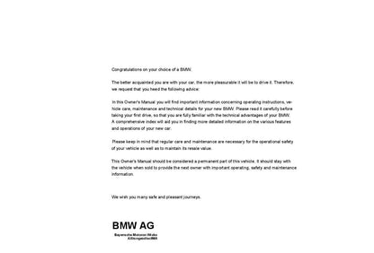 BMW 3 Series E30 325i-325is-325iX 1985-1993 Owners Manual - English