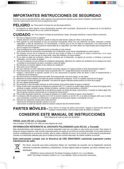 Singer 160 Sewing Machine Instruction Manual - User Manual - Complete User Guide - English - French - Spanish