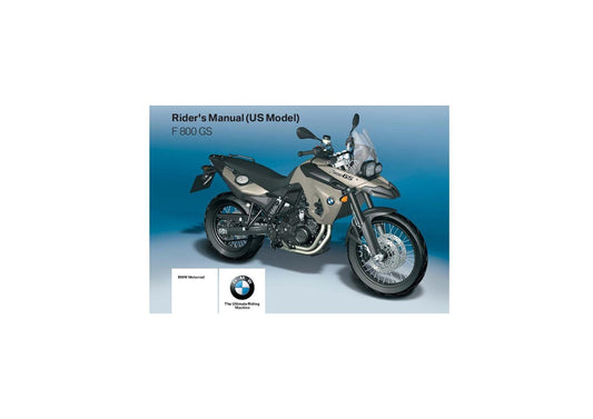 BMW F 800 GS Usa Model 2008 Riders Manual - Owners Manual - English