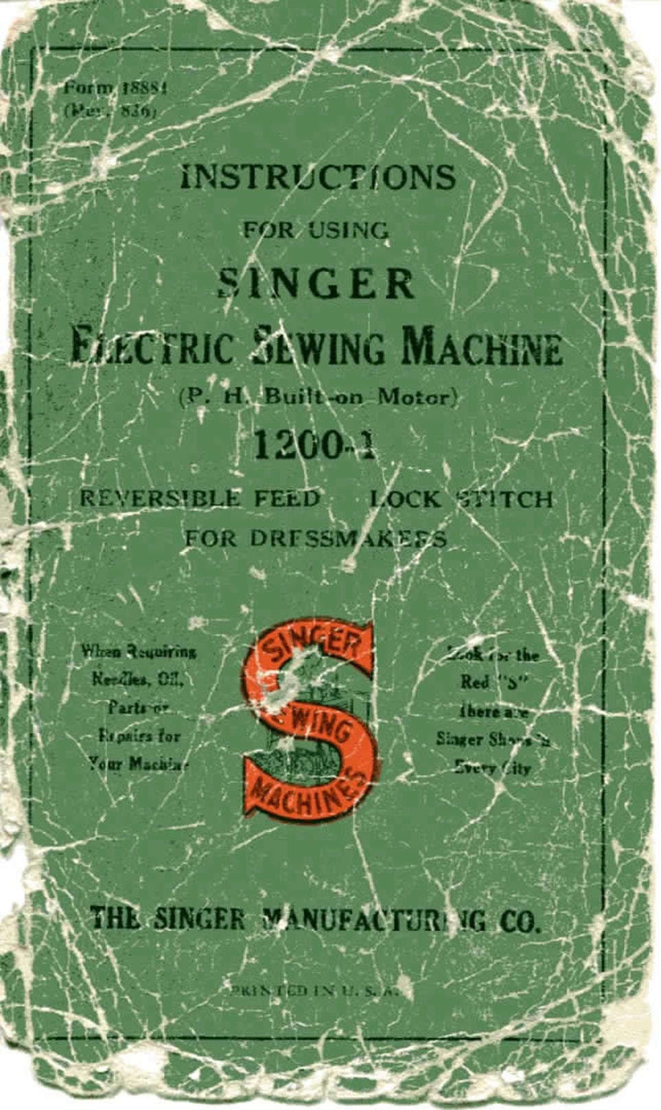 Singer 1200-1 Sewing Machine Instruction Manual - User Manual - Complete User Guide - English