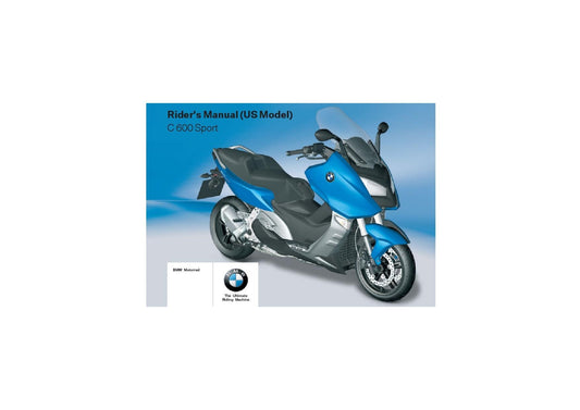 BMW C 600 Sport USA 2012 Riders Manual - Owners Manual - English