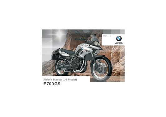 BMW F 700 GS Usa Model 2012 Riders Manual - Owners Manual - English