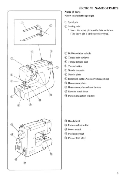 Janome 660 Jem Gold Sewing Machine Instruction Manual - User Manual - Complete User Guide - English