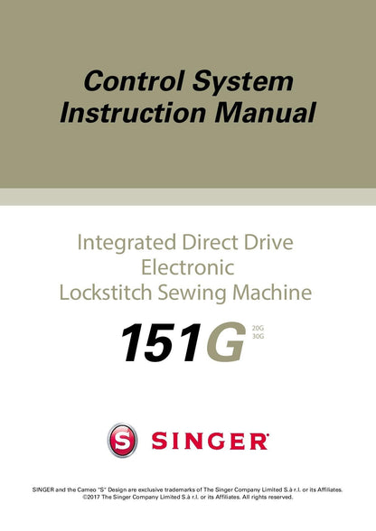 Singer 151G Control System Instruction Manual - User Manual - English