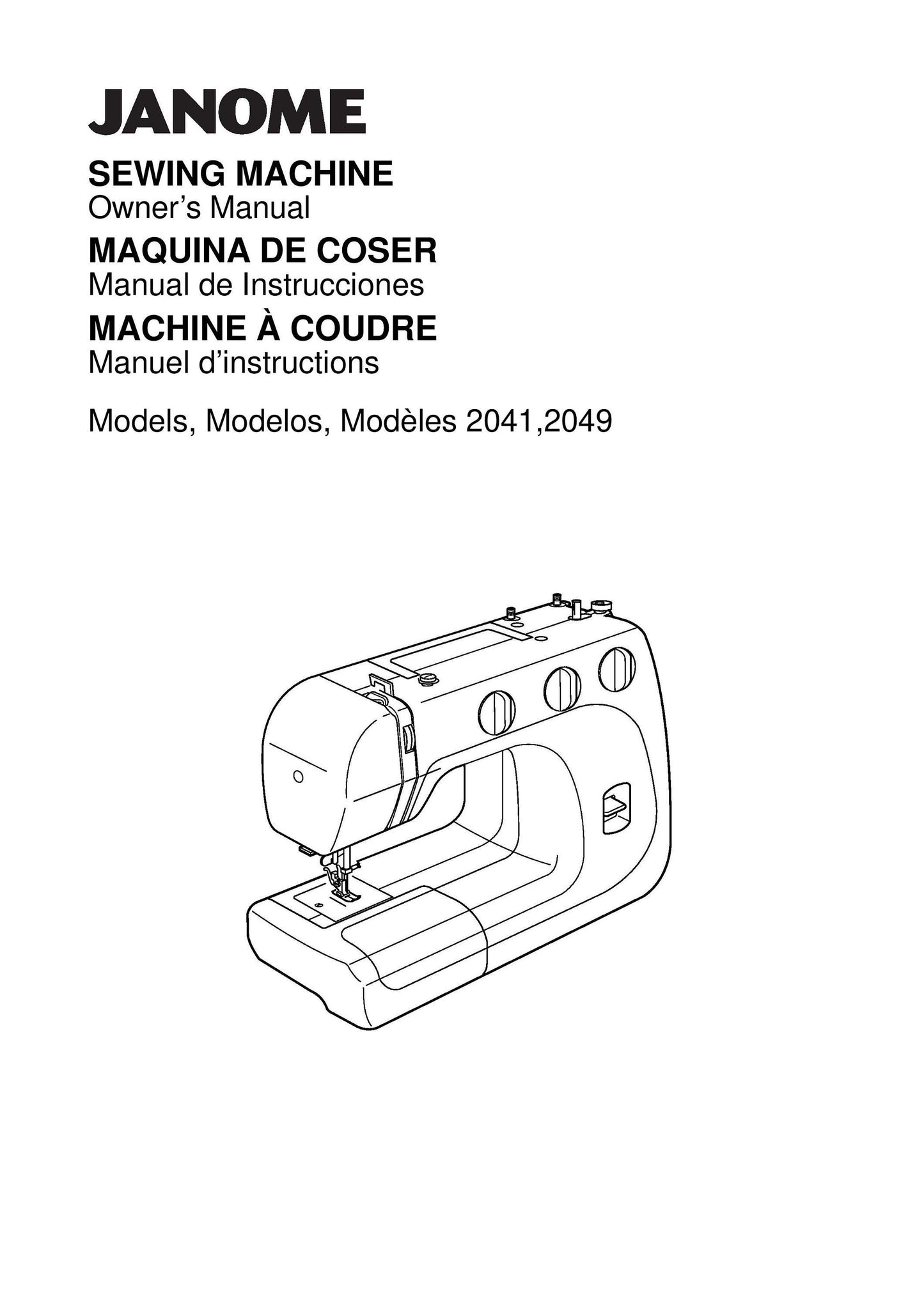 Janome 2041 - 2049 Sewing Machine Instruction Manual - User Manual - Complete User Guide