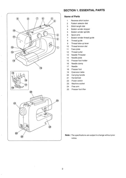 Janome 2039SN Sewing Machine Instruction Manual - User Manual - Complete User Guide