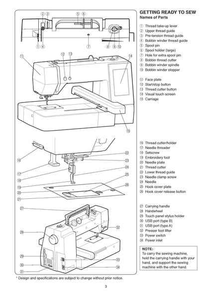 Janome 500E Memory Craft Sewing Machine Instruction Manual - User Manual - Complete User Guide