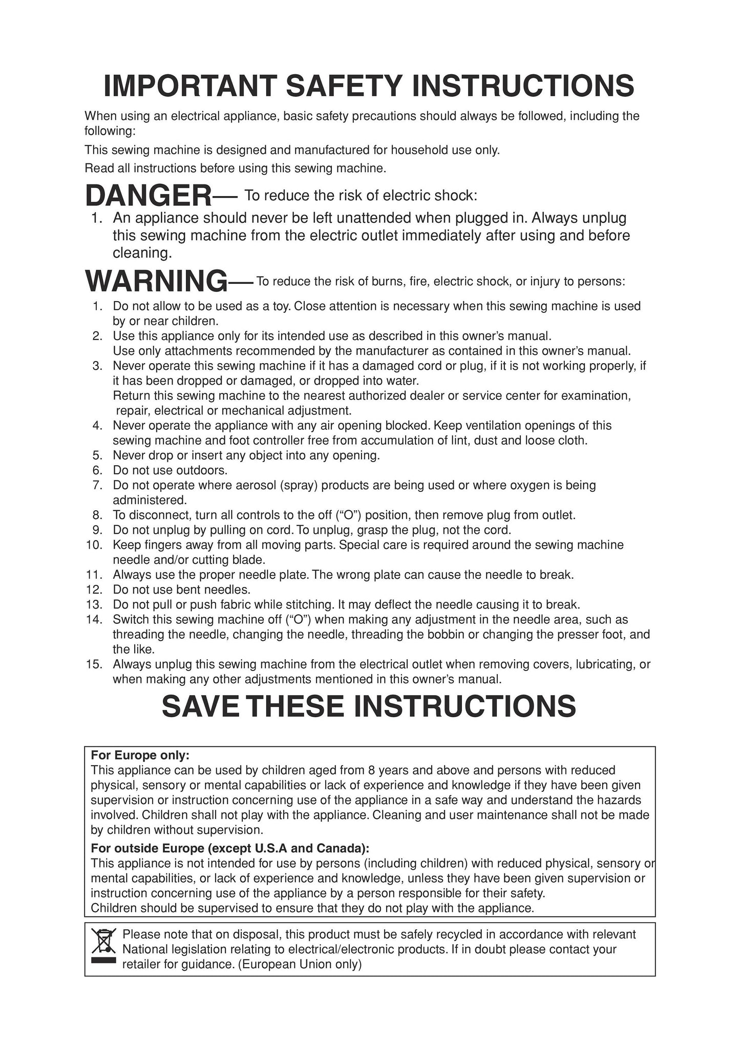 Janome NQM2016 Sewing Machine Instruction Manual - User Manual - Complete User Guide