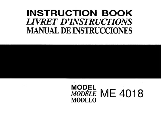 Janome ME 4018 Sewing Machine Instruction Manual - User Manual - Complete User Guide