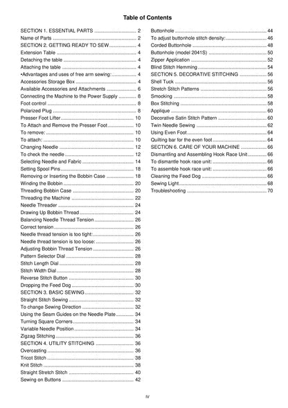 Janome 2041 - 2049 Sewing Machine Instruction Manual - User Manual - Complete User Guide