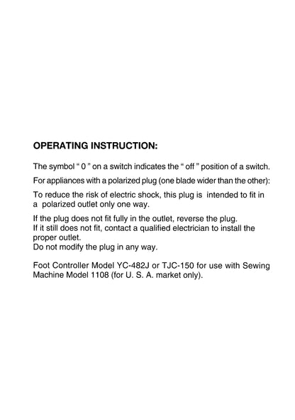 Janome 1108 Sewing Machine Instruction Manual - User Manual - Complete User Guide