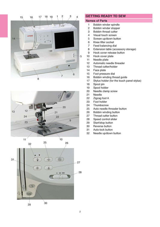 Janome 11000 Memory Craft Sewing Machine Instruction Manual - User Manual - Complete User Guide