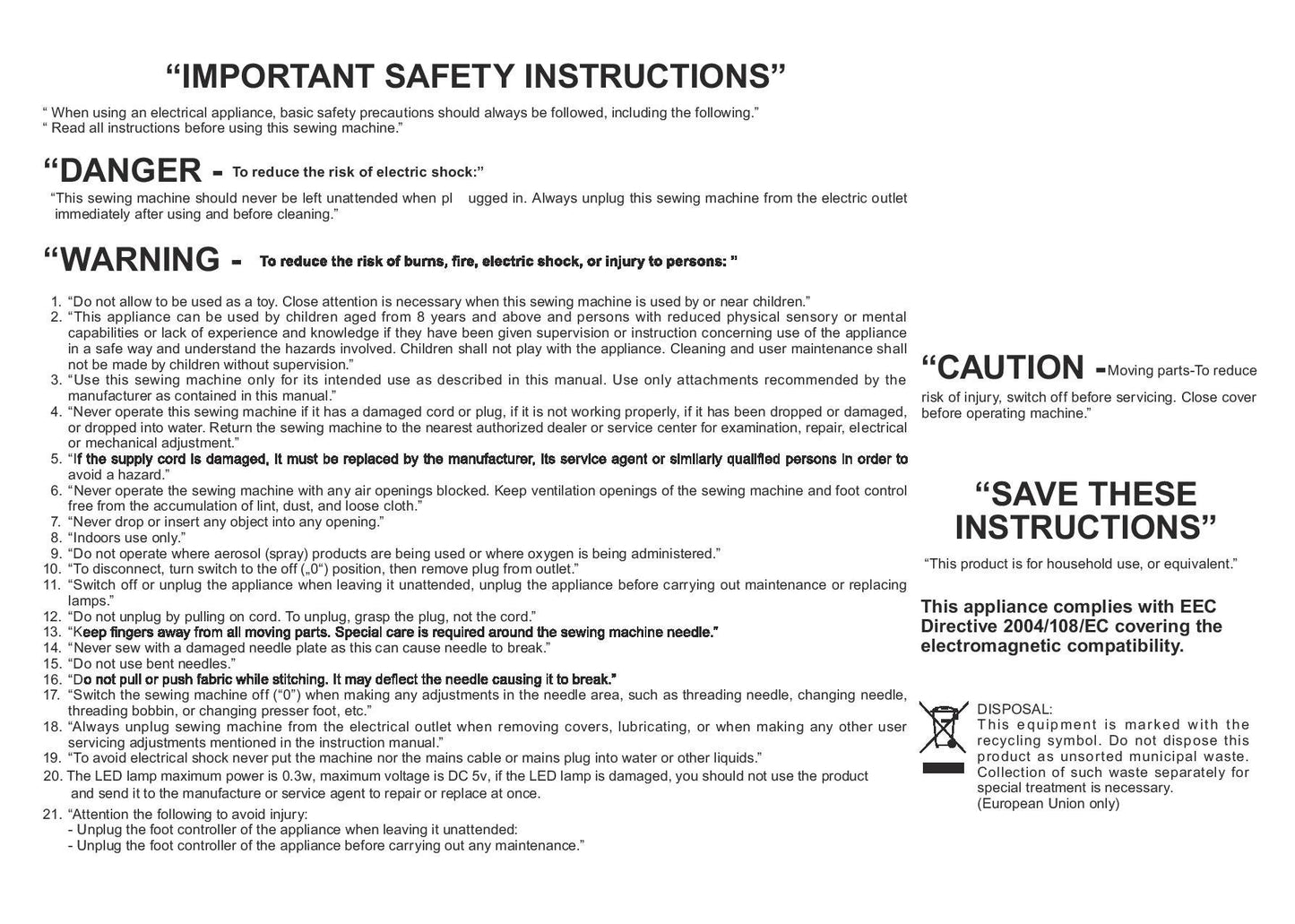 Baby Lock Vibrant BL460B Sewing Machine Instruction Manual - User Manual - Complete User Guide