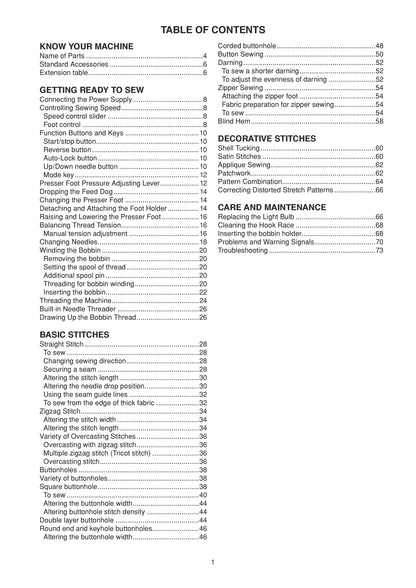 Janome S7330 Sewing Machine Instruction Manual - User Manual - Complete User Guide