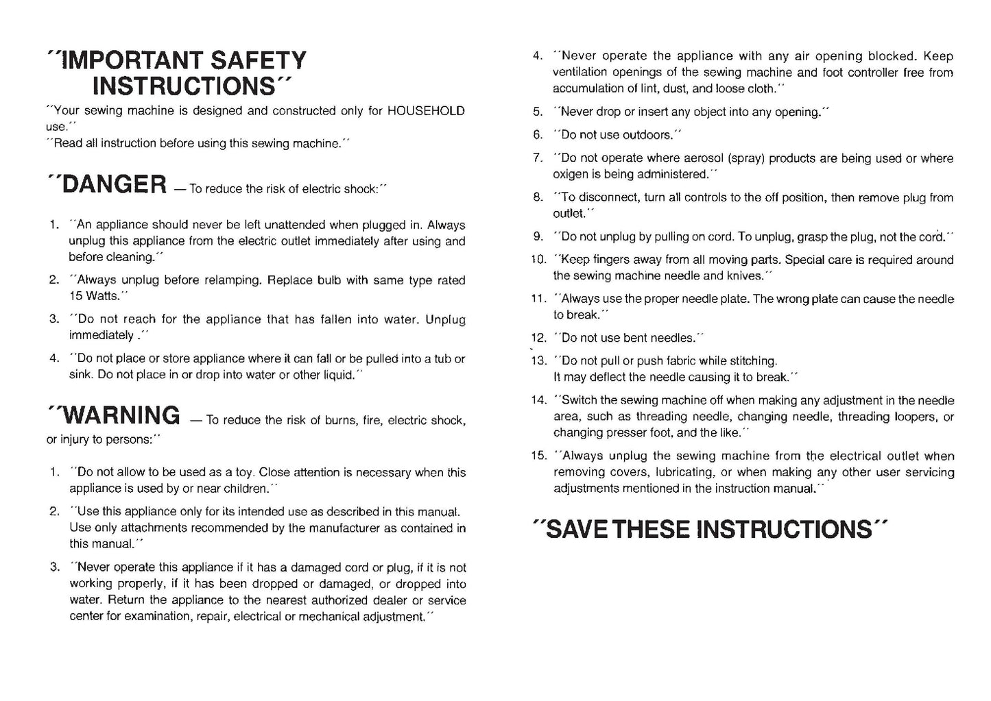 Janome 107 - 108 Sewing Machine Instruction Manual - User Manual - Complete User Guide