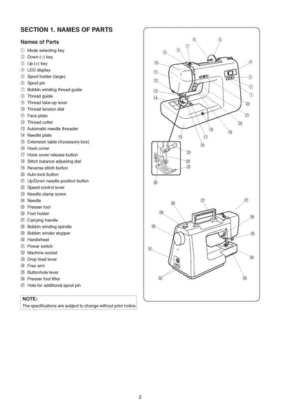 Janome DC2010 Sewing Machine Instruction Manual - User Manual - Complete User Guide