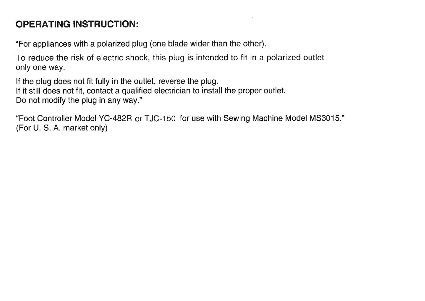 Janome MS3015 Schoolmate Sewing Machine Instruction Manual - User Manual - Complete User Guide