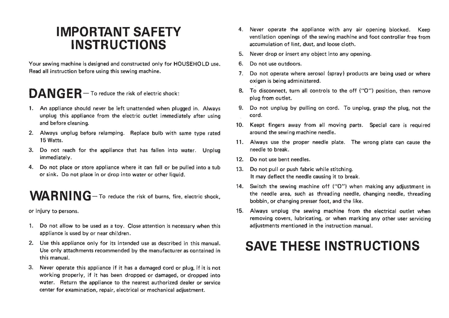 Janome S-2015 Sewing Machine Instruction Manual - User Manual - Complete User Guide