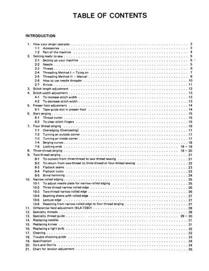 Baby Lock Pro Line BL4-838D Sewing Machine Instruction Manual - User Manual - Complete User Guide - English