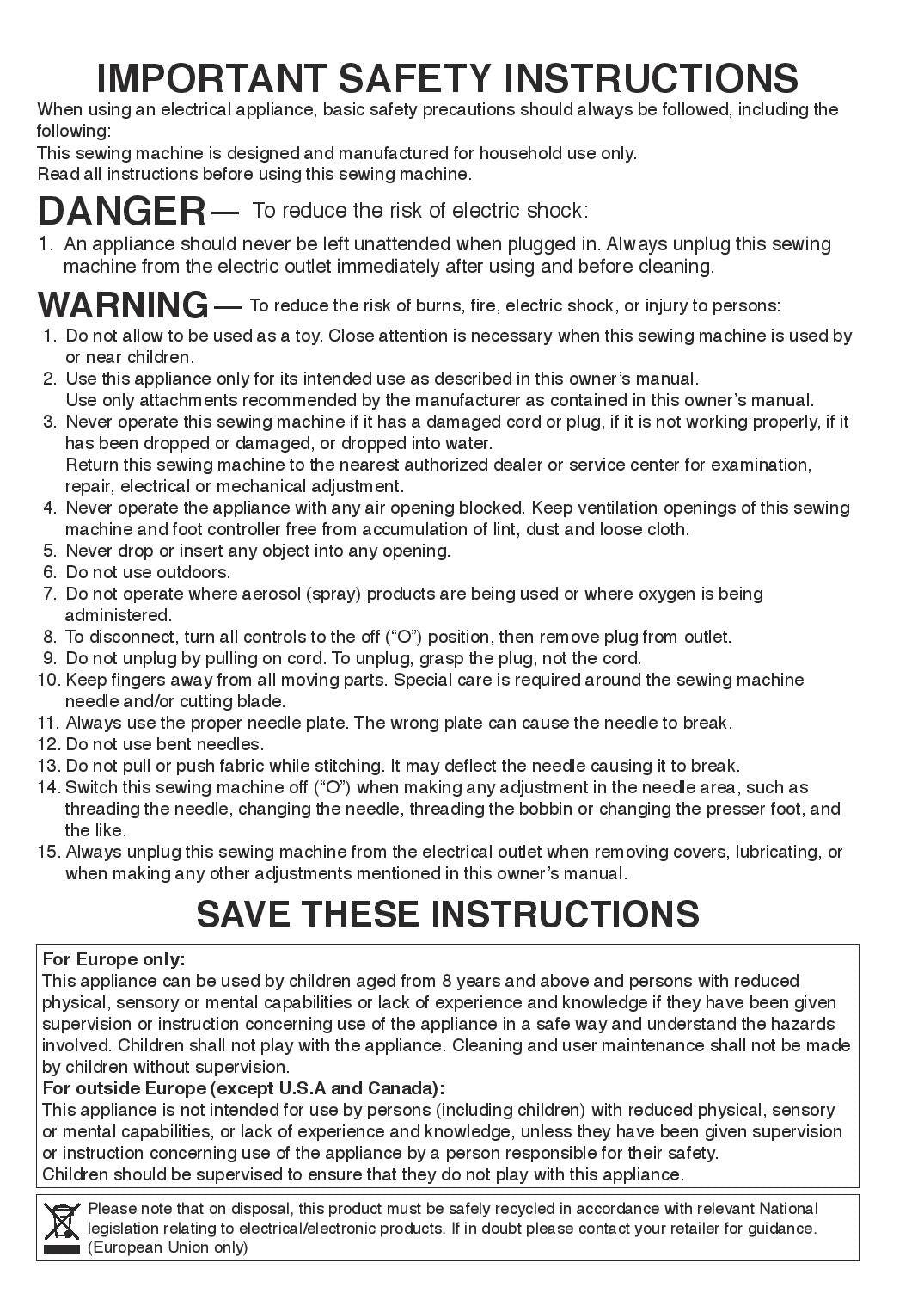 Baby Lock Zest BL15B Sewing Machine Instruction Manual - User Manual - Complete User Guide