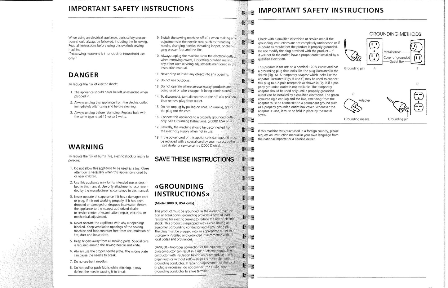 Bernina 2000 Sewing Machine Instruction Manual - User Manual - Complete User Guide - English