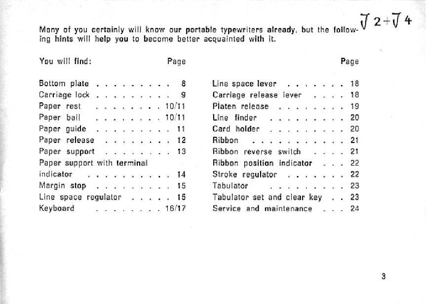 Adler J2 J4 Typewriter Instruction Manual - User Manual - Complete User Guide