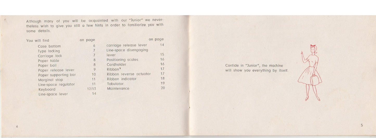 Adler-Junior-E Typewriter Instruction Manual - User Manual - Complete User Guide