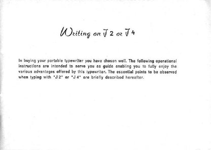 Adler J2 J4 Typewriter Instruction Manual - User Manual - Complete User Guide