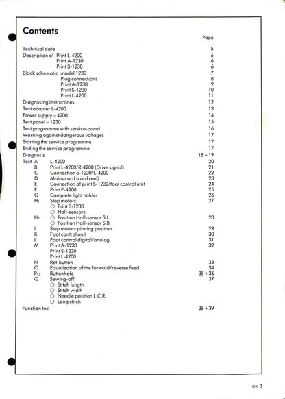 Bernina 1230 Sewing Machine Service Manual - Workshop Manual - English