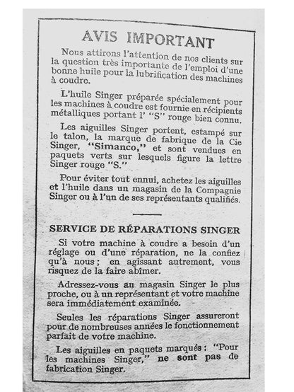 Singer 201k - 201k2 Manuel d'instruction de la machine à coudre - Manuel de l'utilisateur - Guide de l'utilisateur - Français