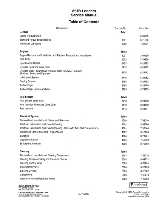 Case - 812B - Wheel Loader - Shop Manual - Workshop Manual - Service Manual - English